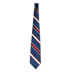 Vintage 90s Givenchy Silk Repp Stripe Tie Navy, Red & Cream Classic Diagonal